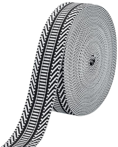 PH PandaHall 9.1m Ruban Rayé Artisanal 3.8cm Sangles de Ruban en Polyester Ruban Jacquard à Rayures Noires et Blanches pour Coudre des Chapeaux de Vêtements Décoration de Maison Emballage