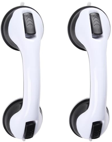 OWLMATE 2 unidades de agarre para ducha sin taladrar, mango de bañera sin taladrar, mango de ducha con ventosa, asidero con ventosa para personas mayores y niños