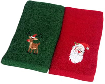 ANDRESLAD 2stücke Weihnachtliche Baumwoll-handtücher Mit Besticktem Cartoon-Motiv Weiche Reinigungstücher Für Küche Und Gesicht Flauschig Und Komfortabel Festliches Geschenk Für Familie