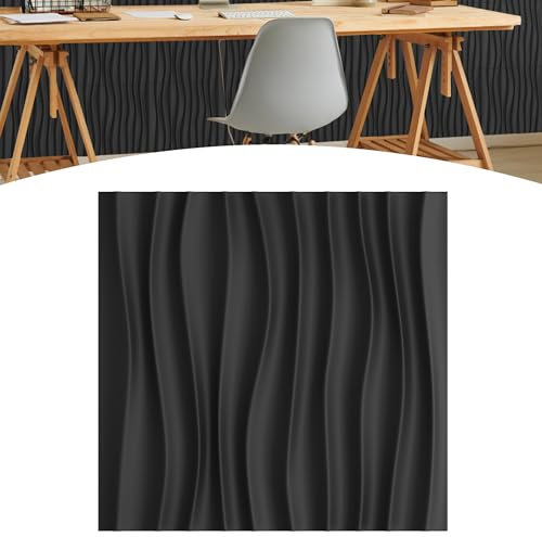 Suusolny 3D Wandpaneele Hochsteifes PVC Dekoren Deckenpaneele Wandverkleidung Wanddeko Wasserfest Paneele Wand 6m², 24 Stück - Fließend Schwarz