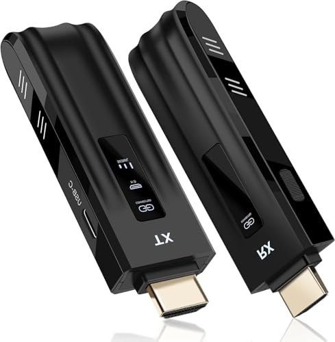Transmitter and Receiver Wireless HDMI Adapter, HD 1080P Ohne Kabel HDMI Dongle mit LED, 50M Funkübertragung, 2,4G/5G Sender Empfänger für Streaming Video Audio von Laptop/PC zu Monitor/TV/Projektor