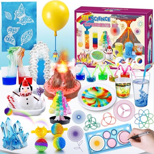 UNGLINGA 111 Experimente Kits für Kinder, Chemie-Set Experimentierkasten Spielzeug Jungen Geschenke, Vulkan Kristall Chemiebaukasten Wissenschaft Projekt