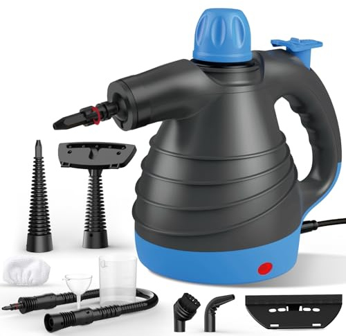Steam Cleaner, Hand Held Steamer for Home Car, 9 Accessories Carpet Furniture Cleaner Machine, Portable Steaming Cleaner for Couch Grout Upholstery Floor Window Glass Bathroom Toilet Shower Kitchen