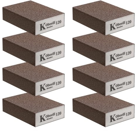 KQDRAVINE 8 stycken slipsvampar 120 korn slipklossar, slipsvamp trä slipsvampar återanvändbar, slipdyna för träslipning, för slipning av möbler, borttagning av rost, rengöring