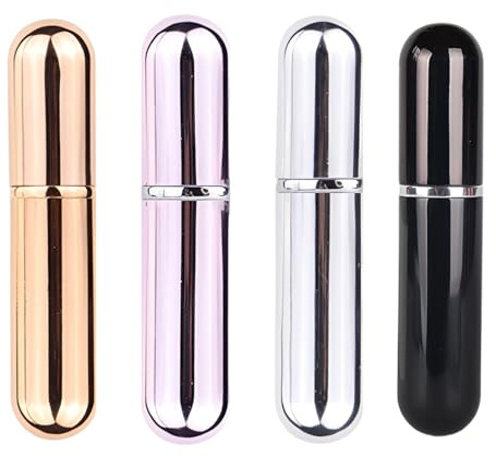 CATZUM 4 Piezas Inhaladores Nasales para Aceites Esenciales, Tubos de Aceite Esencial, Botellas de Aromaterapia, Frascos de Perfume con 4 Mechas de Algodón (Negro, Dorado, Plateado, Rosa)