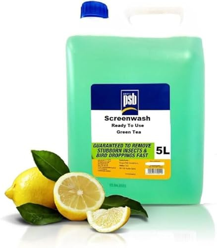 Summer Screenwash, Ready to Use, 5L, Bug Remover and Rain Repellent, Car Windscreen Washer Fluid, Green Tea Scent