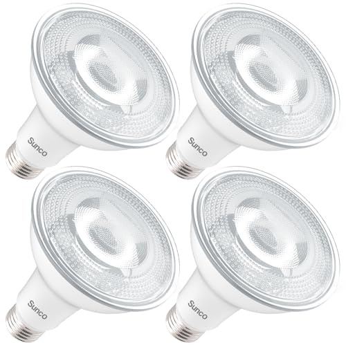 Sunco PAR30 Long Neck LED Bulb, Indoor/Outdoor Flood Light, 11W (75W Equivalent), 850 Lumen, 6000K Daylight Deluxe, Dimmable, E26 Base, IP65 Waterproof, UL Certified 4 Pack