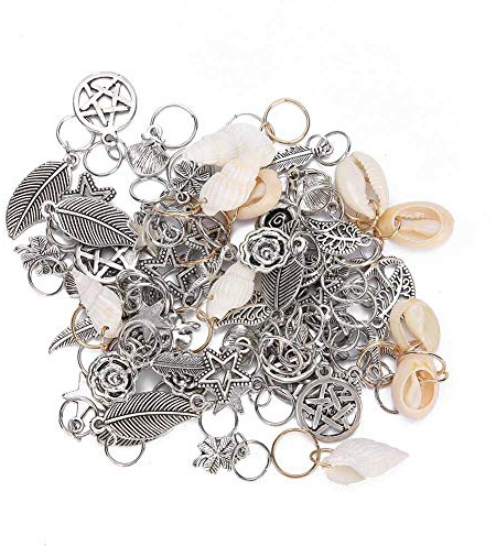 70pcs anelli treccia di capelli, anelli di metallo Dreadlocks Set accessori per capelli intrecciati misti di moda decorazione dei capelli