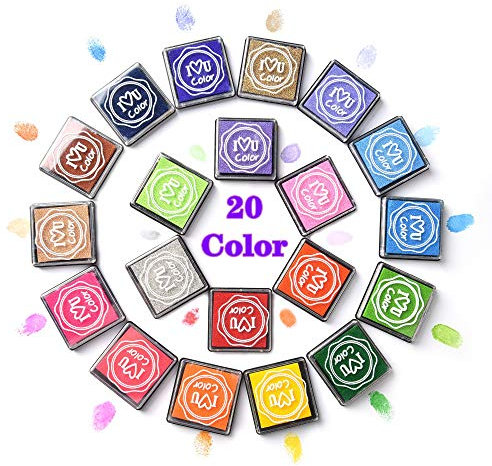 moinkerin Stempelkissen Set Fingerabdruck Stempelkissen für Kartenherstellung, Stempel, Papier, Stoff, Waschbar (20 Farben)