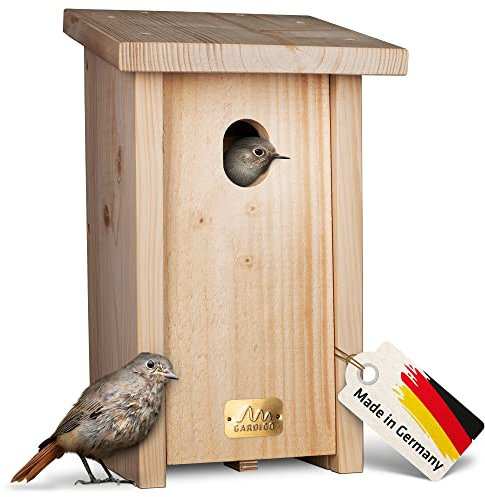 GARDIGO® Nistkasten für Gartenrotschwanz I Made in Germany, aus deutschem Holz, Vogelhaus, verschraubt, unbehandelt und wetterfest