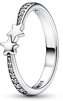 PANDORA Anello brillante Moments Shooting Stars in argento Sterling con zirconia cubica trasparente, 60