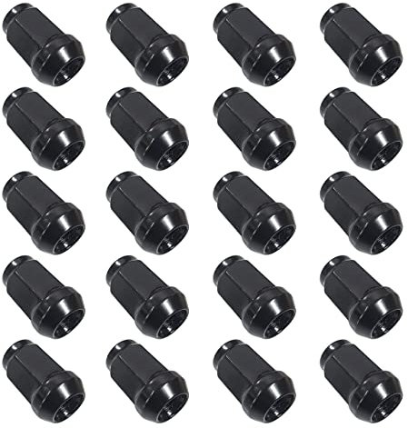 20 tuercas rueda negro collarín cerrado 1/2 pulgada X20 UNF compatible con Ford, Jaguar, Cadillac, Dodge, Aston Martin