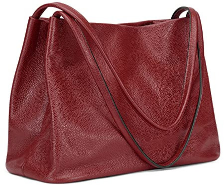 Kattee Damen Tragetaschen aus weichem Echtleder lässige Schulter Hobo Geldbörsen und Handtaschen mit magnetischem Druckknopfverschluss oben