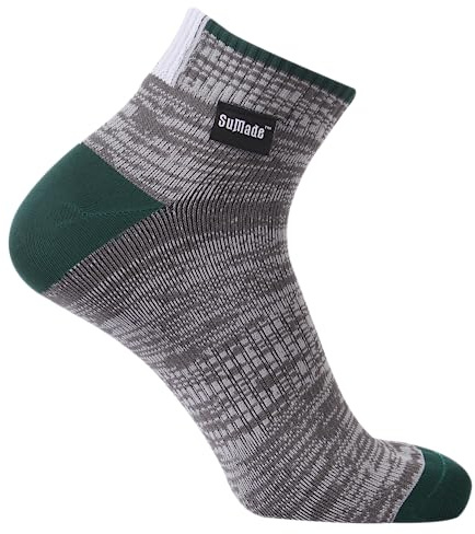 SuMade Waterproof Hiking Socks,Womens Mens Neoprene Socks Rainy Day Water Resistant Athletic Breathable Dry Fit Trekking Cycling Socks 1 Pair (Grey&Green,Small)