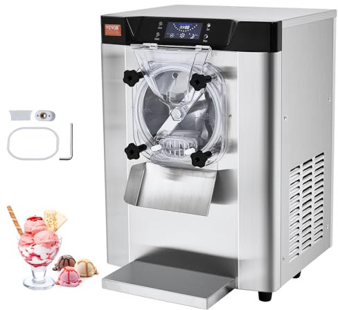 VEVOR Máquina para Hacer Helados Comercial 12 L/h 1295 W Sabor Único Máquina para Hacer Helados Eléctrica con Cilindro de Acero Inoxidable 4,5 L Preenfriamiento Automático Panel LED para Restaurante