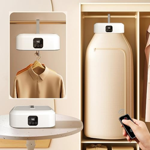 TEMU-SC Smart bärbar klädertork, Hembärbar elektrisk klädertork 600W, Bärbar elektrisk klädertork med fjärrkontroll, Vikbar klädertork med tidsinställning (EU-kontakt)