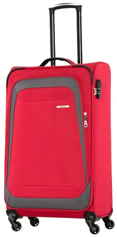 NOWI Korfu Weichschalen Trolley XL – Großer Stoff Koffer 76L mit 4 Doppelrollen & Zahlenschloss | XXL Reisekoffer für Damen & Herren (rot, XL)