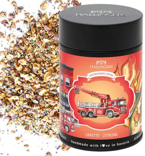 Hallingers Feuerwehr Eistee - Loser Cold Brew Früchtetee Eistee für Jungen & Kinder kalt & warm aufgießbar Limette-Zitrone (Dose) - Geschenkideen Weihnachten & Geschenke Adventskalender | Geburtstag G