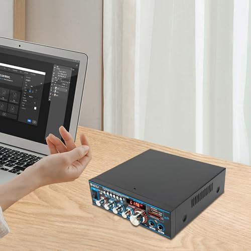 Hi-Fi-förstärkare 220 V, mini bluetooth stereoljudförstärkare, 2 kanaler digital slutförstärkare, anslutning SD-kort, USB-flash-enhet, Bluetooth, MP3