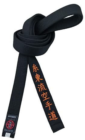 Shito-Ryu karate svart bälte 4 cm brett ungdom karate broderat japanskt bälte unisex (Orange ord, 300cm)