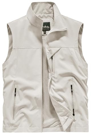 Vanchenl Veste Utilitaire Safari pour Hommes Légère Séchage Rapide pour la Pêche Cargo Militaire Sans Manches pour la Photographie, le Tir, la Chasse, le Camping - Veste de Voyage pour le Plein Air