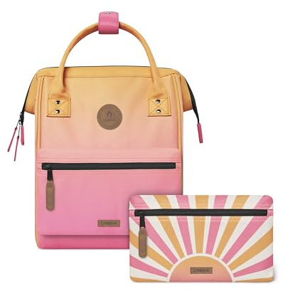 Cabaïa - Adventurer Rucksack Cabourg Mini 10L - Wasserabweisend - Laptopfach bis zu 10,5 Zoll - 2 Vordertaschen - vegan zertifiziert - Rucksack für Reisen und Arbeit, Damen & Herren - Rose