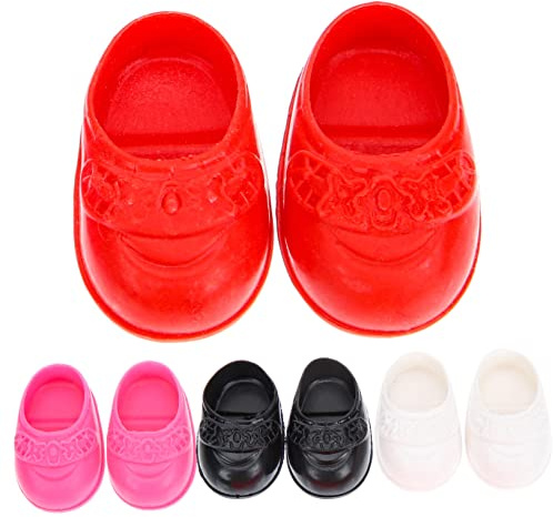 LRXIYODE 4 Pares Mini Zapatos De Muñeca Decorativos para Niñas, Tamaño 17 Cm, Colores , Accesorios para Muñecas Uso En Decoración y Juego