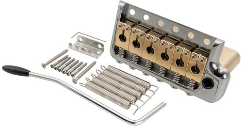 Musiclily Ultra 52.5mm (2-1/16 inch) Full Solid Brass 6-Screw Knife Edge Tremolo Bridge with 36mm Block for Strat Style Electric Guitar, Hybrid
