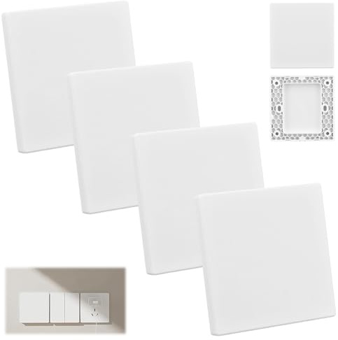 Copertura cieca da incasso, 4 pezzi, coperchio cieco presa 8,6 x 8,6 cm, coperture decorative per fori da parete, coperchio quadrato in plastica per coperture elettriche per prese inutilizzate o