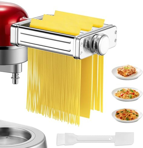 FOHERE 3-i-1 Pastatillbehör för KitchenAid Planetär, Sfogliatrice i Rostfritt Stål med Lasagne, Fettuccine och Tagliolini, 8 Justeringar