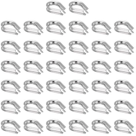PATIKIL 1/4 (6mm) Guardacabo, 38 Unidades 304 Acero Inoxidable M6 Guardacabos para Izado Suspensión Y Sujeción, Plateado