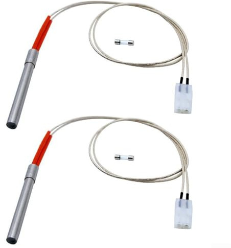 Kit de encendido para barbacoa, paquete de 2 encendedores de varilla caliente para parrilla de pellets de madera, piezas de repuesto para barbacoa
