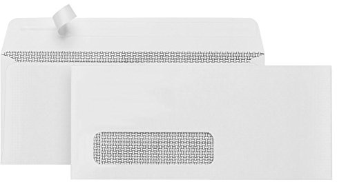 Blue Summit 500 Left Window Envelopes Self Seal #10 -QuickBooks Invoices, Checks and Letter Size Business Statements - Single Window Envelopes Self Seal #10 with Security Tint. 4 1/8 X 9 1/2, 500 Pack