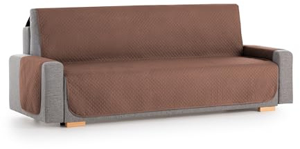 Textilhome - ADELE / 2-sits sofföverdrag, VÄNDBAR vadderad soffskydd. Brun färg