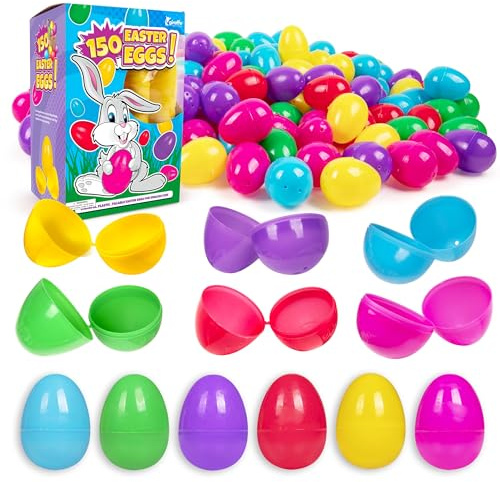 Giraffe 150 Pack Fillable Easter Eggs Bulk – Multi Color Empty Plastic Eggs for Kids - Easter Basket Stuffers for Kids Egg Hunt Prizes Party Favors Classroom Prizes Treasure Box Toys