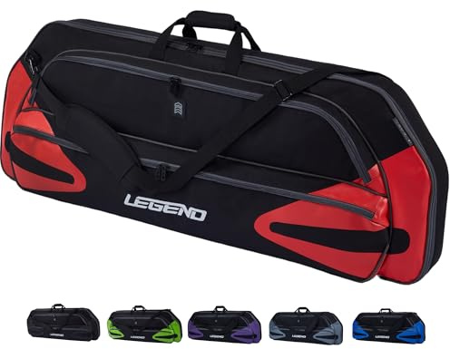 Legend Monstro Compound Bow Case - Soft Bow Case for Compound Bow, Padded Bow and Arrow Case for Archery Accessories, Premium Archery Bow Cases with 37 Arrow Tube Pocket for Travel - 44 Black/Red