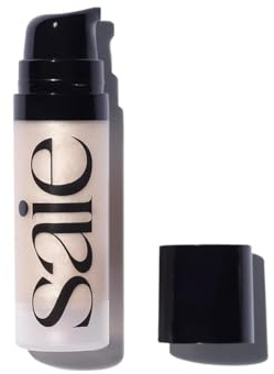 Saie Mini Glowy Super Gel - Hydrating Makeup Primer and Illuminating Glow Serum Enriched with Vitamin C and Squalane Oil - All-Over Liquid Highlighter Makeup for Instant Glass Skin - Starglow (0.5 oz)