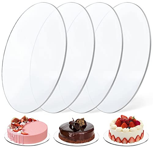 Vegena 4 piatti per torte, rotondi, Ø 30 cm, in acrilico, riutilizzabili, per torte (30 cm)