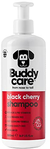 Schwarzkirsch-Hundeshampoo von Buddycare - Tiefenreinigendes Shampoo für Hunde - Fruchtiger Duft - Mit Aloe Vera und Pro-Vitamin B5 (500ml)