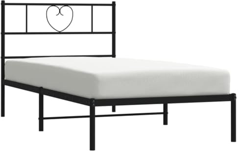 vidaXL Sängram med huvudgavel metall svart 90x200 cm, säng, metallsäng, metall sängram, sängar, metallsängar, metall sängramar, gästsäng, gästsängar