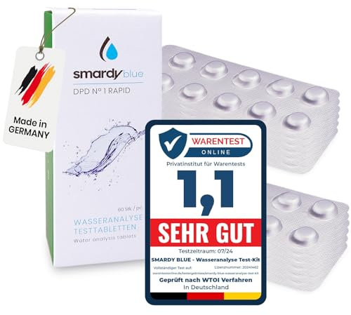 smardy 120 Pastiglie per Test Rapidi DPD1 (Cloro Libero) Shake Tester Compresse di Prova per l‘Analisi dell'Acqua in Piscina, Acqua Potabile, Acquario