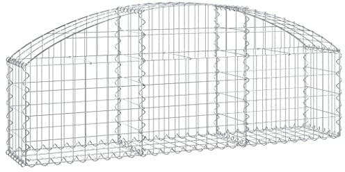 Makastle Parterre surélevé en Gabion arqué, jardinière en Cage à Pierre, Lit Surélevé à Gabion, Parterre de Fleurs Jardin Terrasse Extérieur Jardinière Panier à Pierres, 150x30x40/60 cm Fer galvanisé
