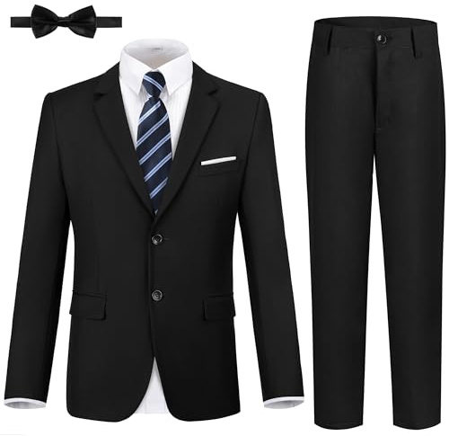 Boys Formal Suits Black Kids Tuxedo Suits for Wedding Easter Teen Toddler Suit Jacket Pants Set with Tie Size 2T
