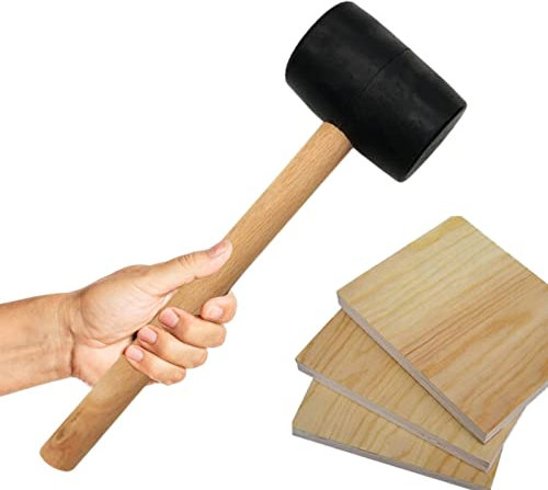 Martello di gomma - Martello di gomma con elasticità moderata - Maglio in gomma per pavimenti con manico in legno massello in fibra di vetro, assorbe lo shock dei colpi