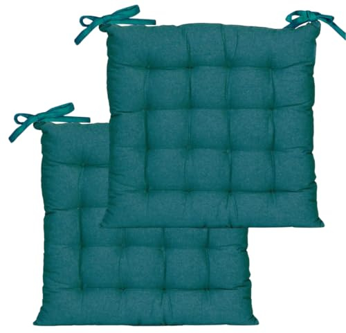 Atout Ciel Set di 2 cuscini quadrati bicolori 40 x 40 cm, blu anatra/senape