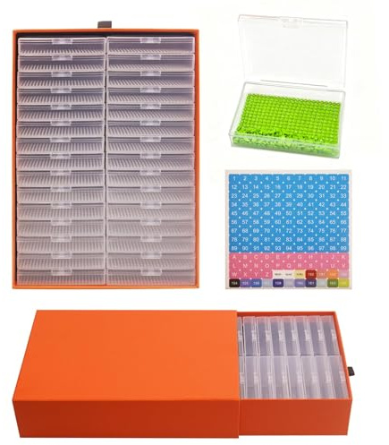 Minnhua 30PCS 2-in-1 Diamond Art Storage Trays with Lids Bead Organiser Storage Box Bead Organiser and Line-Up with Sticker for Small Items DIY Diamond Jewelry Nail Art