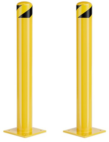 Parking Bollard Post, Bollards Steel, 4.5 Inch Diameter Bollard Covers, Yellow Powder Coated Safety Parking Barrier Post, for Traffic Sensitive Areas (2, 48inch)