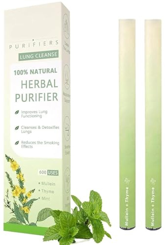 2 Purificatori Polmonari a base di Verbasco, Diffusori a Penna a Bases di Erbe Migliorati per Alleviare lo Stress, Inalatori Naturali per Respirare Meglio, Diffusore a Base di Verbasco Botanico