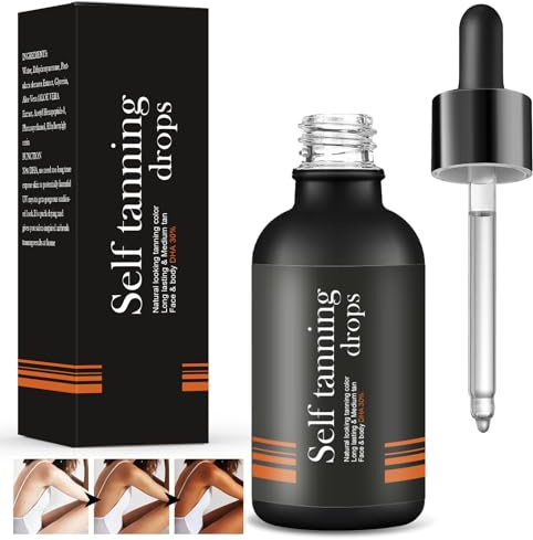 30ml Siero Autoabbronzante, Gocce Autoabbronzanti, Self Tanning Drops, Viso e Corpo, Effetto Naturale, Per un'Abbronzatura Uniforme e Naturale, Adatto a Ogni Tipo di Incarnato