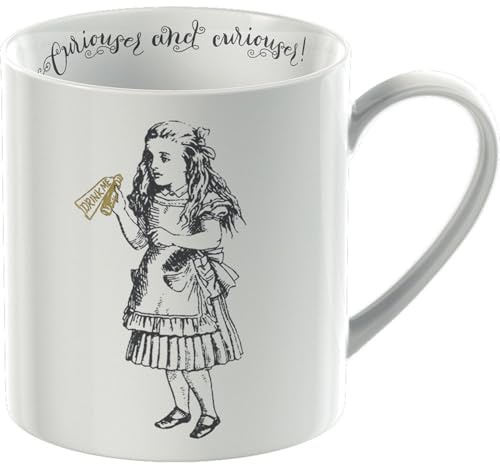 V&A C000048 - Tazza a tema Alice nel paese delle meraviglie, in confezione regalo, grafica con Alice, in porcellana fine, colore bianco, 350 ml